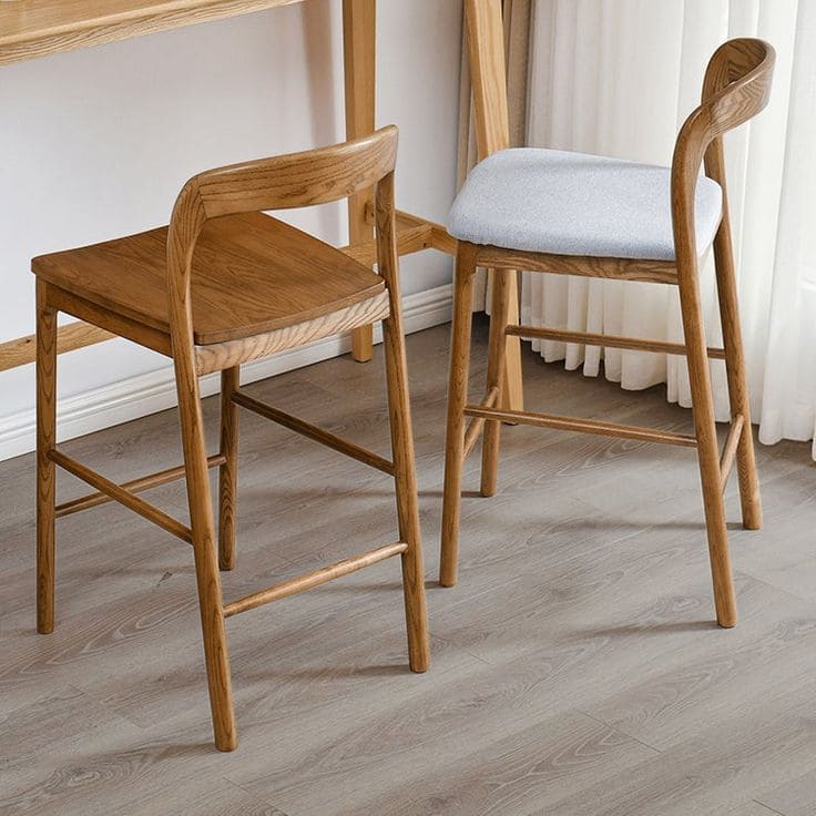 Kursi Bar Kayu Jati Minimalis – Japandi Bar Stool Premium