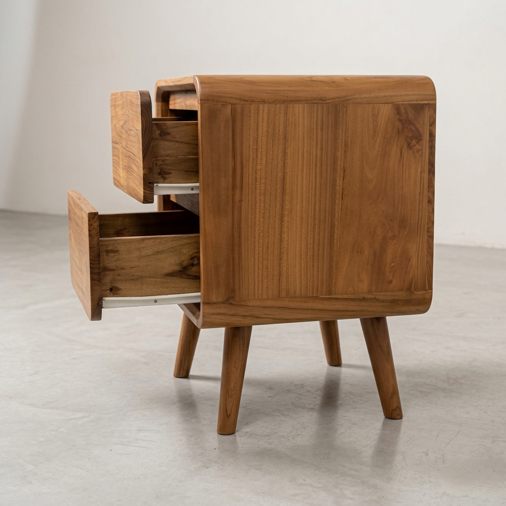Nakas Minimalis Kayu Jati 2 Drawer Modern Bedroom Furniture